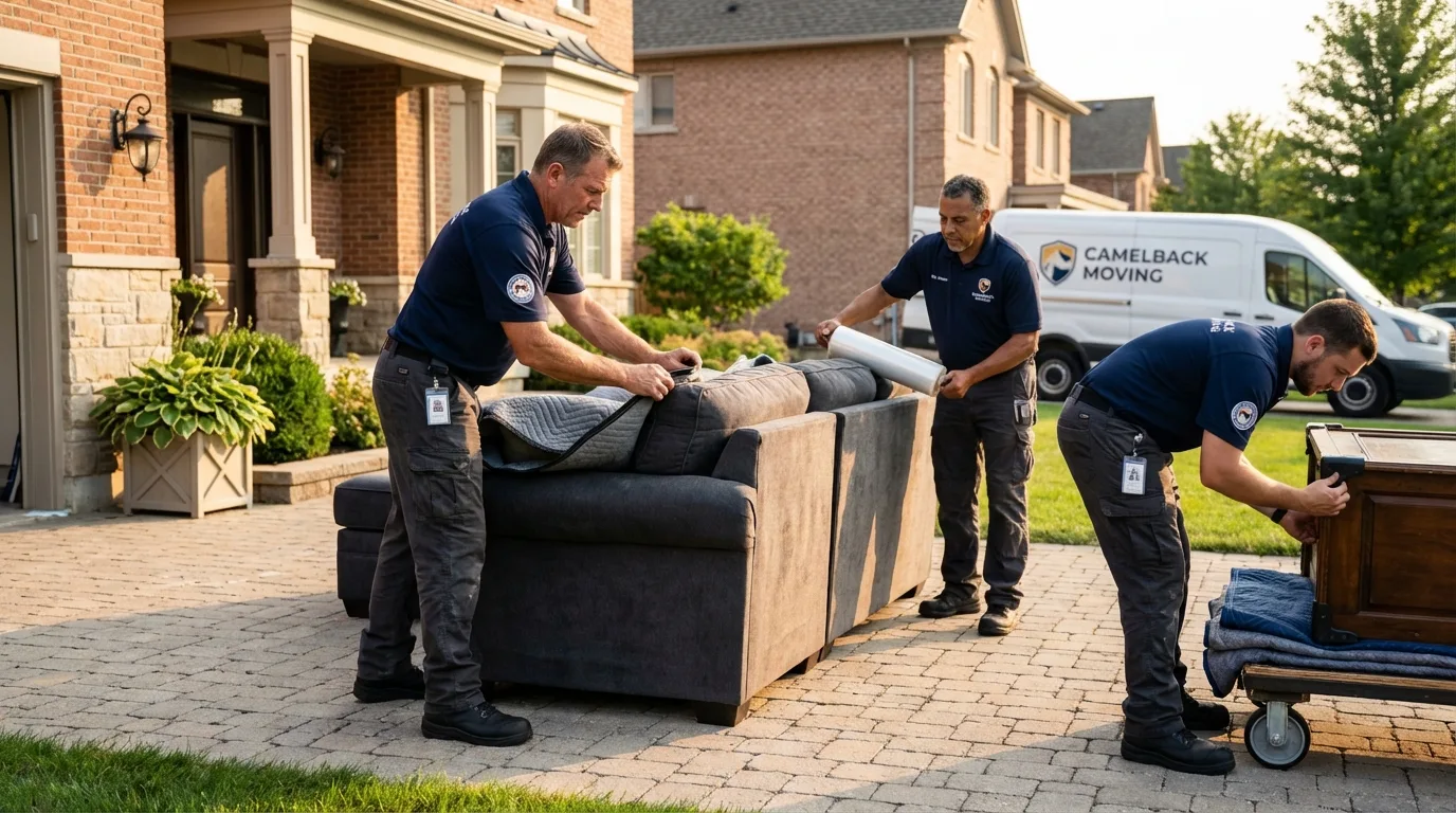 Large estate moving crew wrapping furniture in Brookhaven, PA