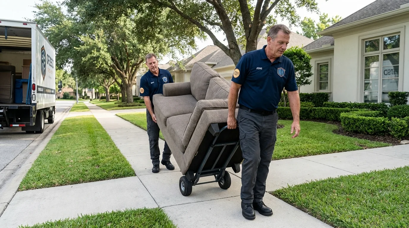Local residential moving crew loading furniture in Brookhaven, PA